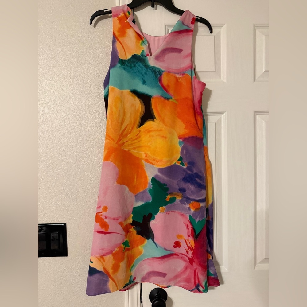 Ralph Lauren Multicolor Floral Watercolor Sleeveless Midi Dress - Picture 3 of 5